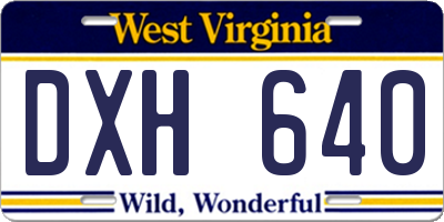 WV license plate DXH640