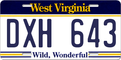 WV license plate DXH643