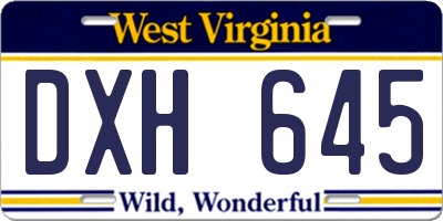 WV license plate DXH645