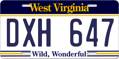 WV license plate DXH647