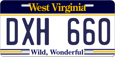 WV license plate DXH660