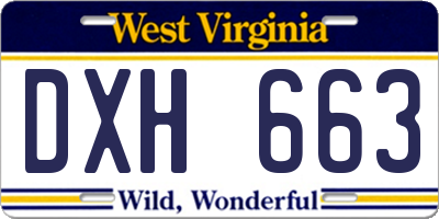 WV license plate DXH663