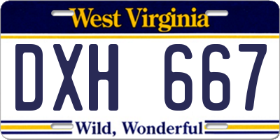 WV license plate DXH667