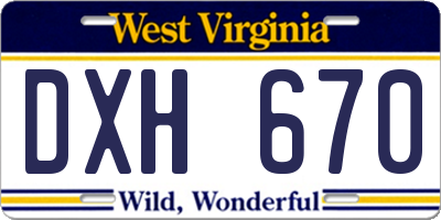 WV license plate DXH670