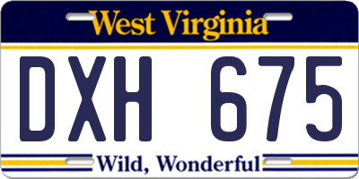 WV license plate DXH675