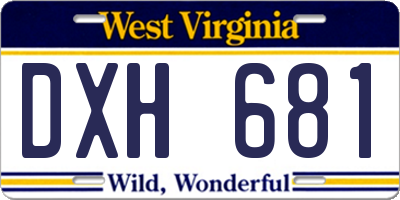 WV license plate DXH681