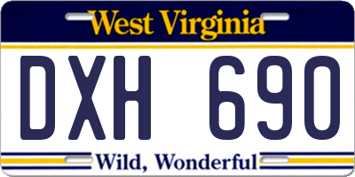 WV license plate DXH690