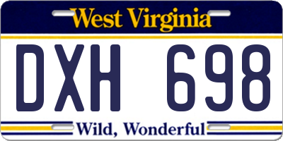 WV license plate DXH698
