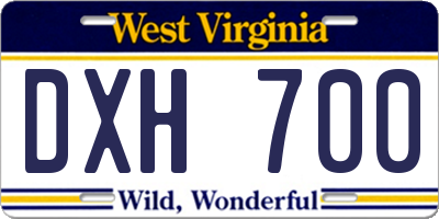 WV license plate DXH700