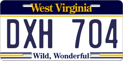 WV license plate DXH704