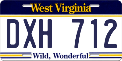 WV license plate DXH712
