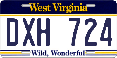 WV license plate DXH724