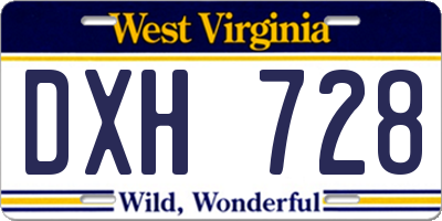WV license plate DXH728