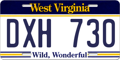 WV license plate DXH730