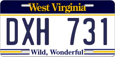 WV license plate DXH731
