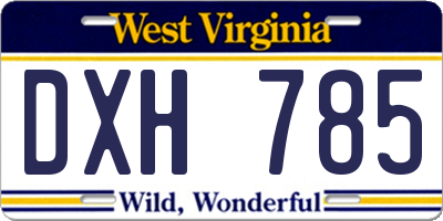 WV license plate DXH785