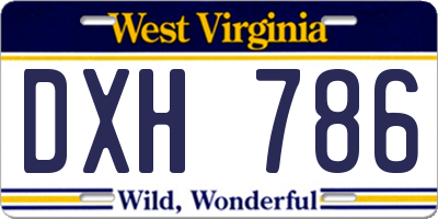 WV license plate DXH786