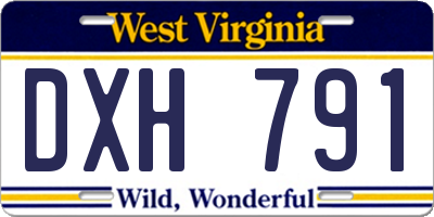WV license plate DXH791