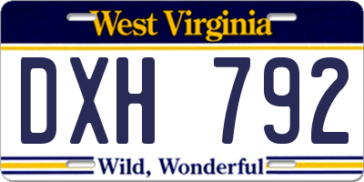 WV license plate DXH792