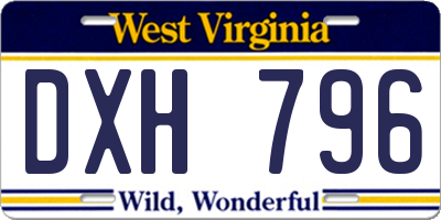 WV license plate DXH796