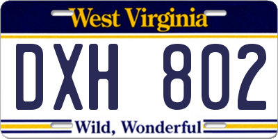 WV license plate DXH802