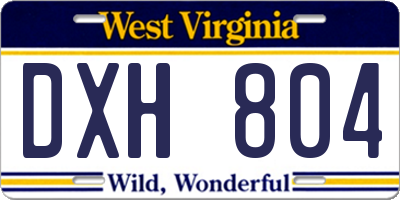 WV license plate DXH804