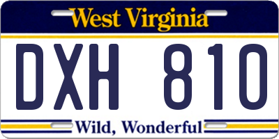 WV license plate DXH810