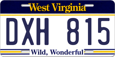 WV license plate DXH815
