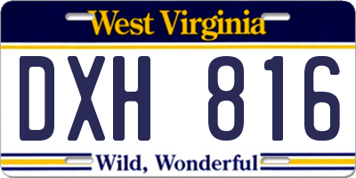 WV license plate DXH816