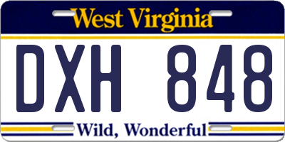 WV license plate DXH848