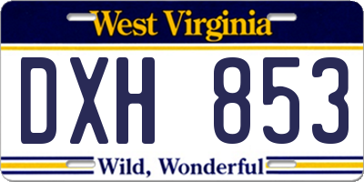 WV license plate DXH853