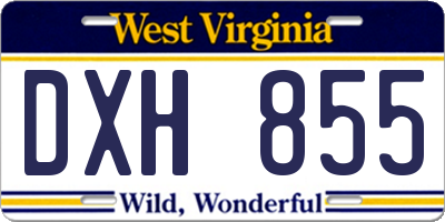 WV license plate DXH855