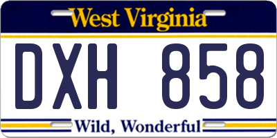 WV license plate DXH858