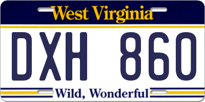 WV license plate DXH860