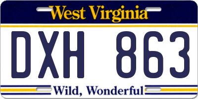 WV license plate DXH863