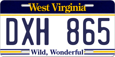 WV license plate DXH865