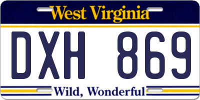 WV license plate DXH869