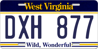WV license plate DXH877