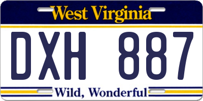 WV license plate DXH887