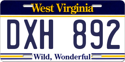 WV license plate DXH892