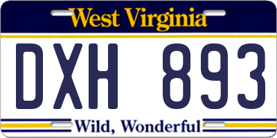 WV license plate DXH893