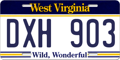 WV license plate DXH903