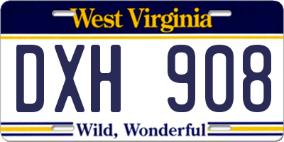 WV license plate DXH908