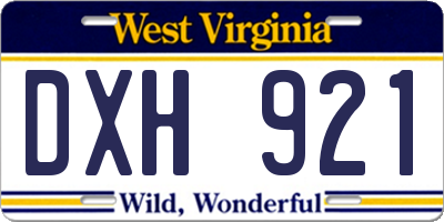 WV license plate DXH921