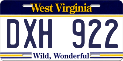 WV license plate DXH922