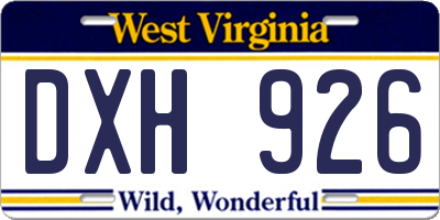 WV license plate DXH926