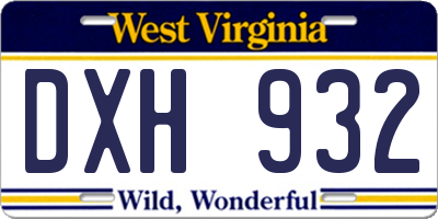 WV license plate DXH932