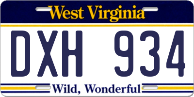 WV license plate DXH934