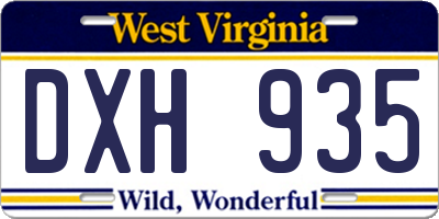 WV license plate DXH935