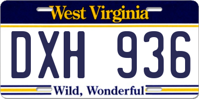 WV license plate DXH936